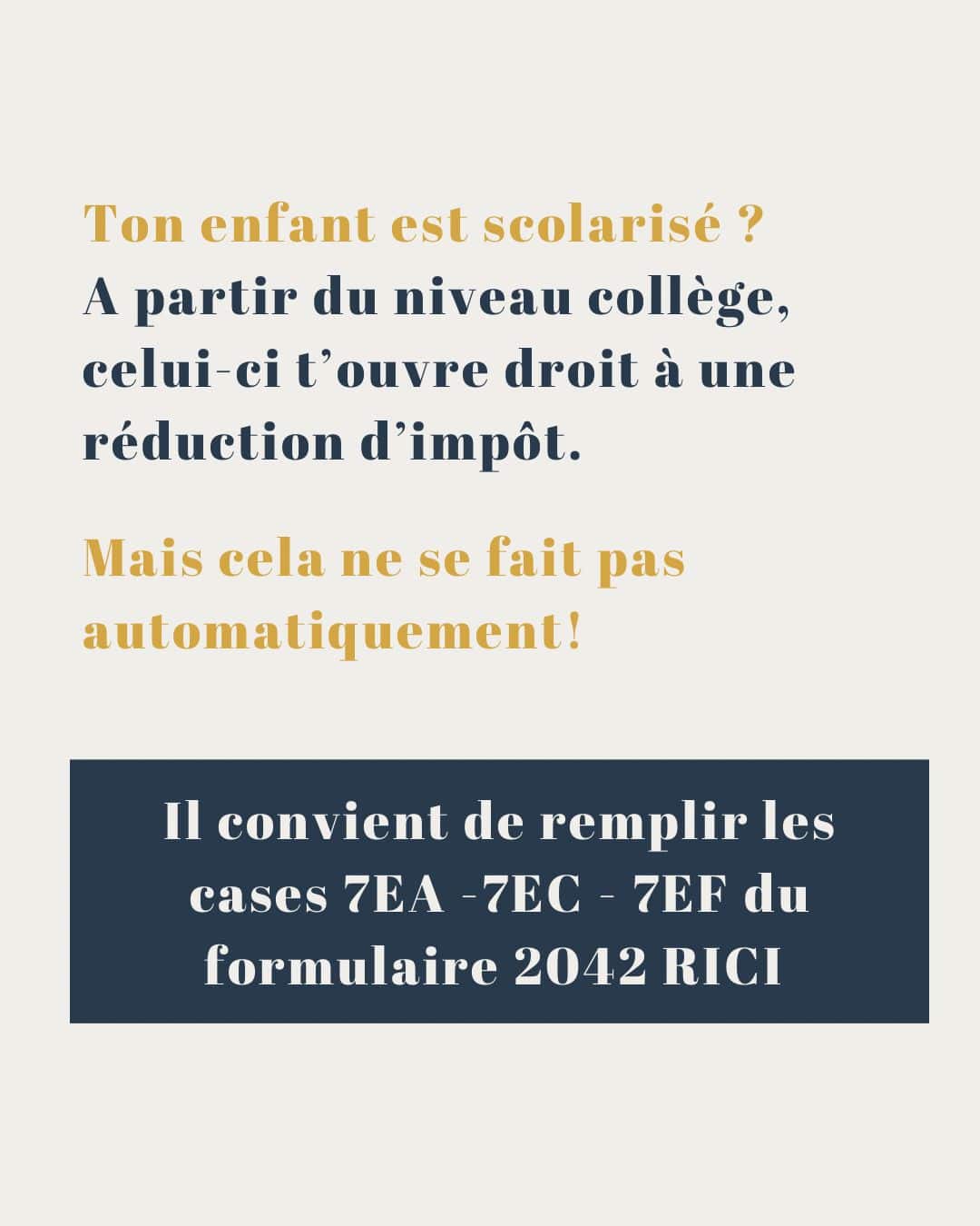 Ton enfant est scolarisé ? A partir du niveau collège, celui-ci t'ouvre droit à une réduction d'impôt. Mais cela ne se fait pas automatiquement!